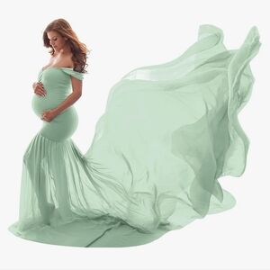 Mint green maternity photoshoot dress